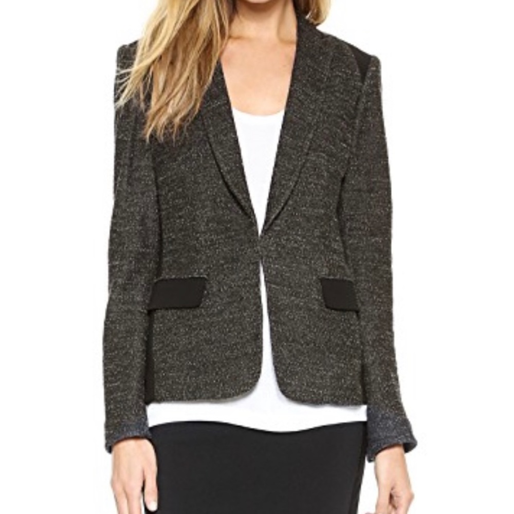 Rag & Bone Howard Black Crepe Knit Tweed Blazer 10